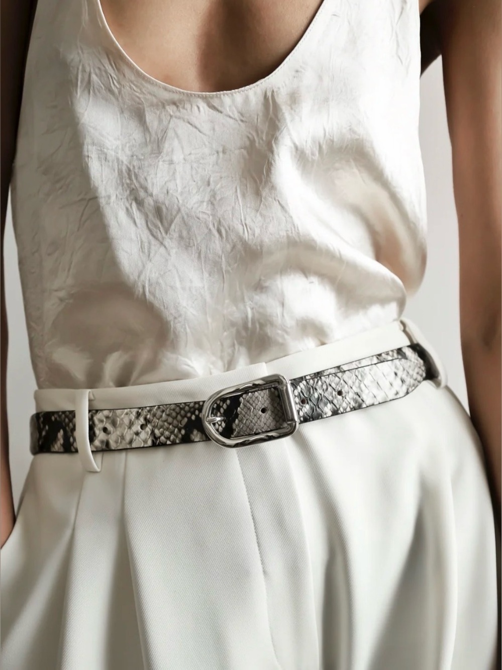 Dehanche Mija snake snakeskin belt M medium silver
